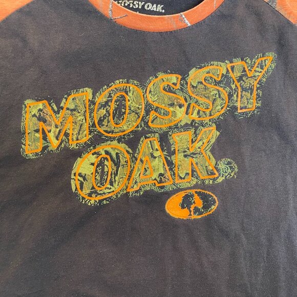 Mossy Oak Mens Tank Top 2XL Camouflage Sleeveless Graphic Logo Black Orange Hunt - Picture 2 of 7